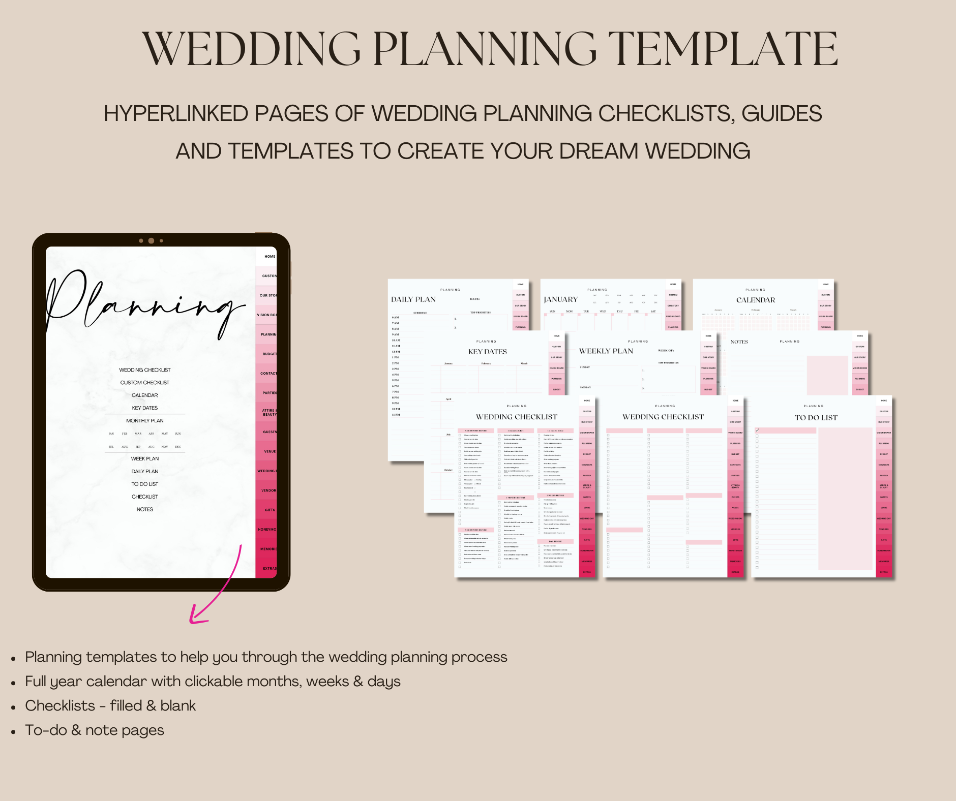 The Ultimate Digital Wedding Planner (Pink)